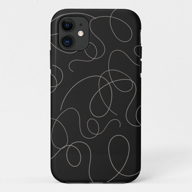 Brown Squiggly Lines Pattern Black Design  Case-Mate iPhone Case (Back)