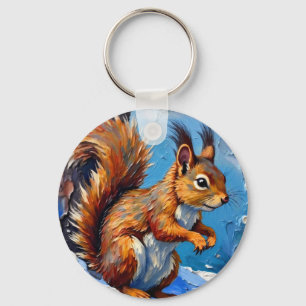 Brown Squirrel in the Snow Keychain