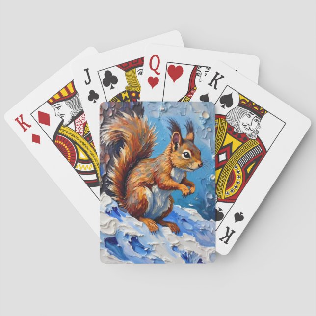 Brown Squirrel in the Snow Playing Cards (Back)