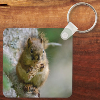 Brown Squirrel, Peaceful Nature Portrait Keychain
