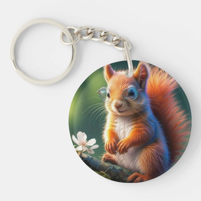 Brown Squirrel Sitting on The Branch-567656 Keychain (Front)