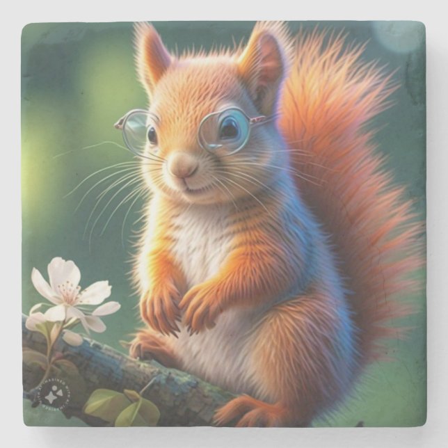 Brown Squirrel Sitting on The Branch-567656 Stone Coaster (Front)