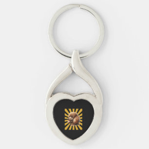 Brown Standard Poodle Retro Sunburst Keychain