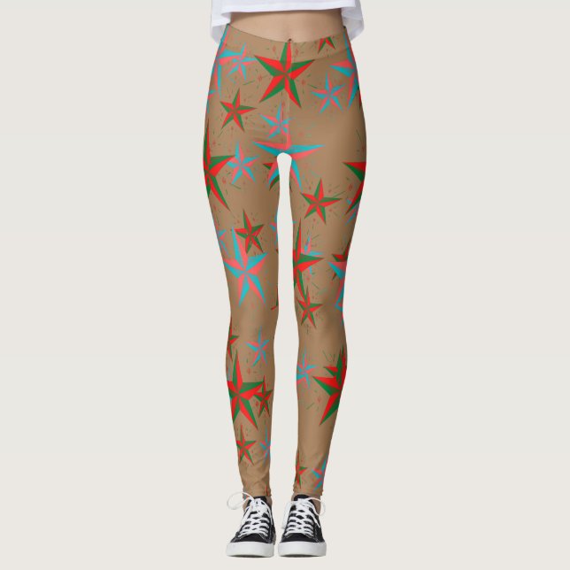 Brown Star Active Leggings (Front)