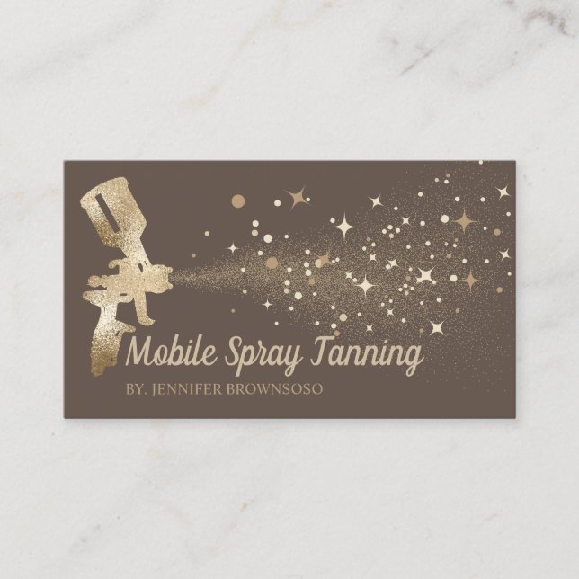 Brown Star Gold Mobile Body Paint Tan Spray Business Card (Front)
