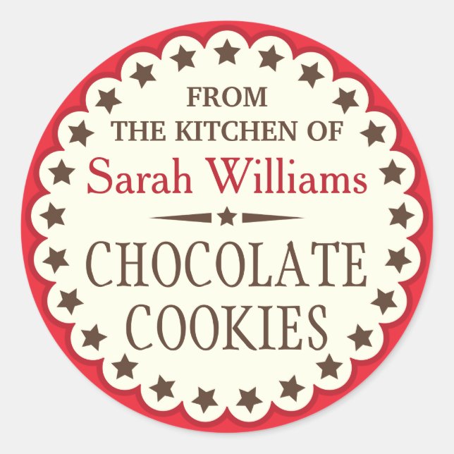 Brown stars from the kitchen of cookie swap favour classic round sticker (Front)
