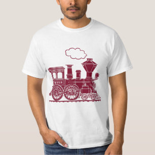 Brown steam locomotive train "six letters" t-shirt
