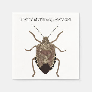 Brown Stink Bug Illustration Personalized Party Napkin