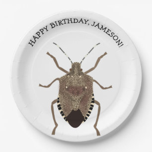 Brown Stink Bug Illustration Personalized Party Paper Plate