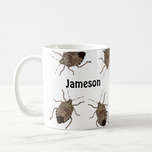 Brown Stink Bugs Funny Creepy Personalized Coffee Mug (Left)