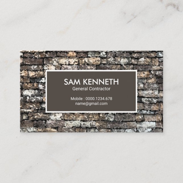 Brown Stone Brick Walls Construction Business Card (Front)