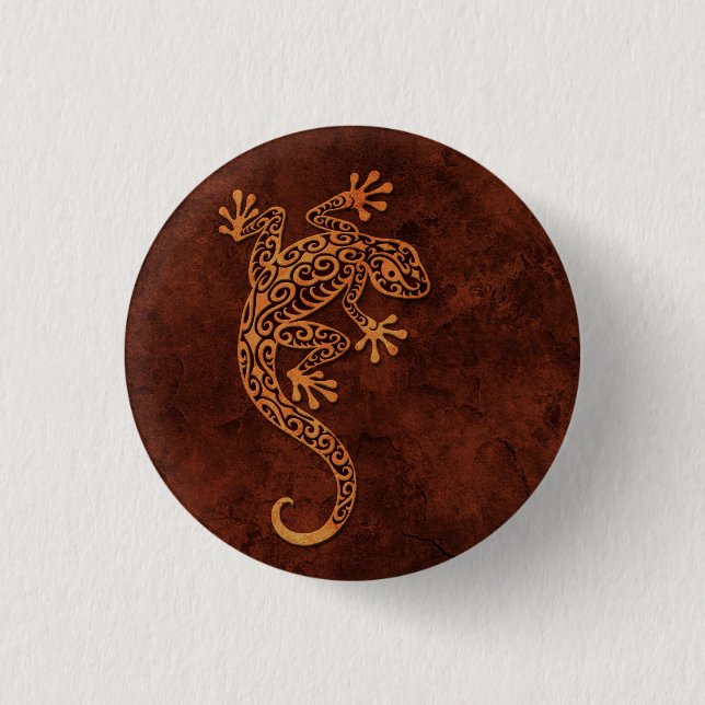 Brown Stone Climbing Gecko 1 Inch Round Button (Front)
