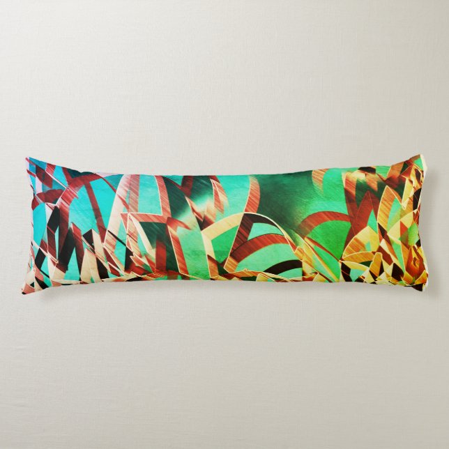 Brown streaks over green or aquamarine background body pillow (Front)
