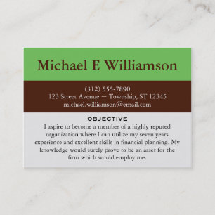 Brown Stripe Green RESUME Business Cards
