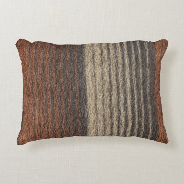 ▥ Brown Stripe Polyester Accent Pillow 16" x 12" (Front)
