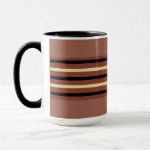 Brown Striped Coffee Mug Cup - Rich Cocoa