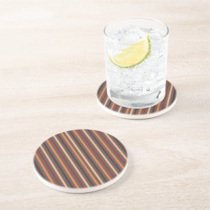 Brown Striped Drinking Coaster - 15 Stripes 1B