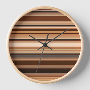Brown Striped Pattern  Clock