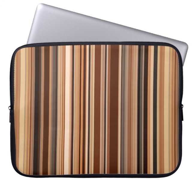 Brown Striped Pattern Laptop Sleeve (Front)