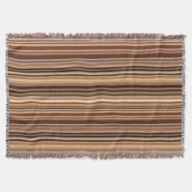 Brown Striped Pattern Throw Blanket (Front)