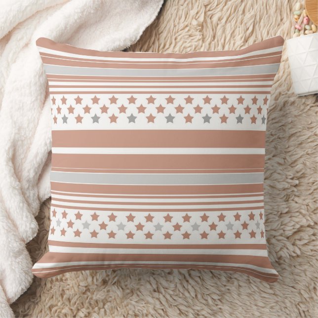 Brown striped pattern with stars throw pillow (Blanket)