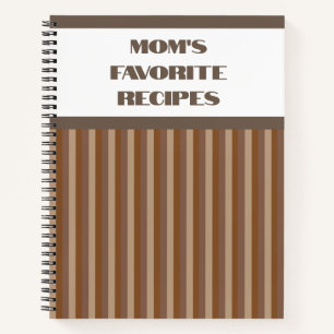 Brown Striped Spiral Recipe Notebook