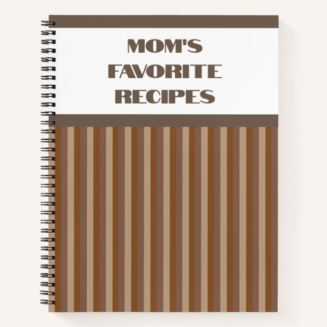 Brown Striped Spiral Recipe Notebook (Front)