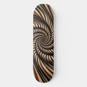 Brown Striped Spiral Vortex - 3D Optical Illusion  Skateboard