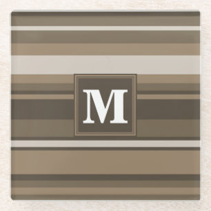 Brown stripes glass coaster