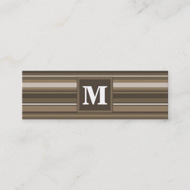 Brown stripes mini business card (Front)