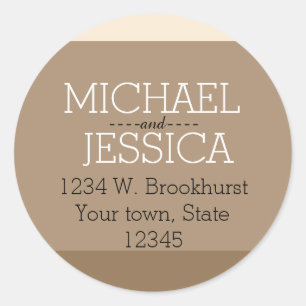 Brown Stripes Personalized name and address Classic Round Sticker