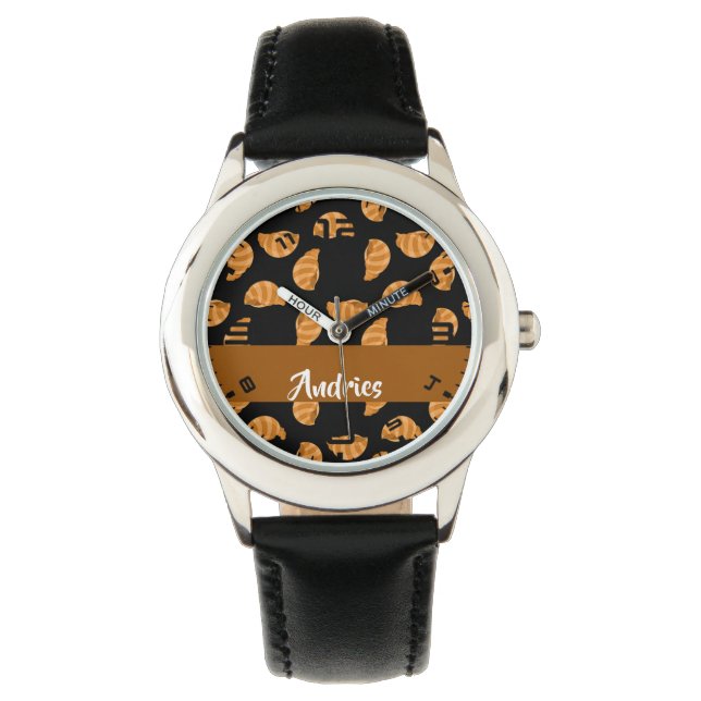 Brown stripes sea shells pattern watch (Front)