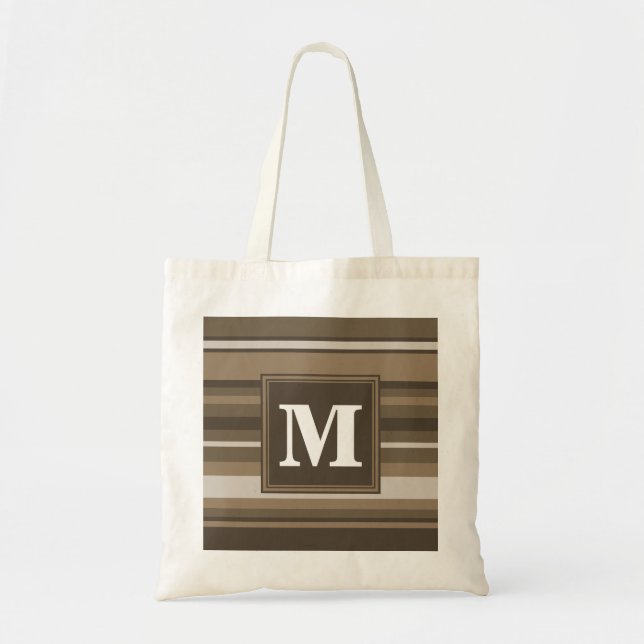 Brown stripes tote bag (Front)