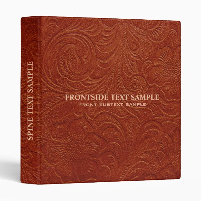 Brown Suede Leather Look Embossed Flowers Binder (Front/Spine)