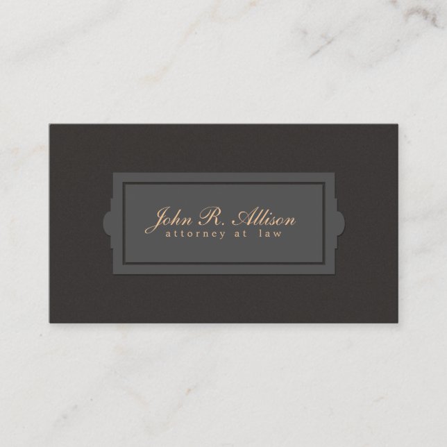 Brown Suede Look Attorney Plaque Style Business Card (Front)