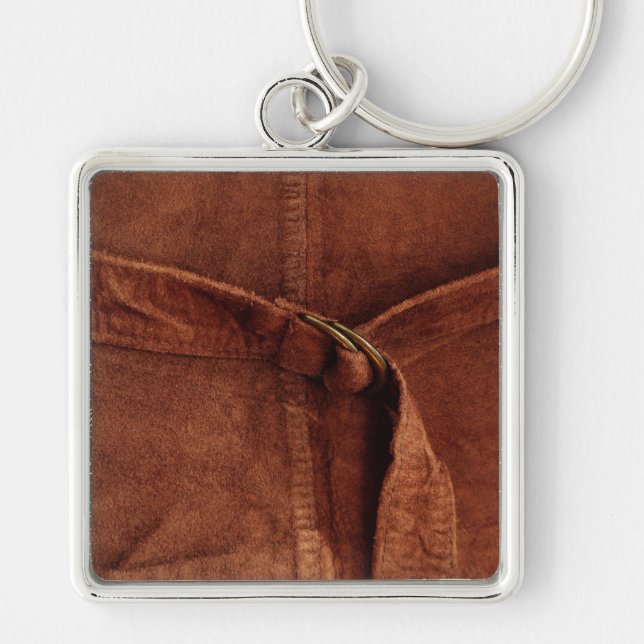 Brown Suede With Strap And Buckle Keychain (Front)