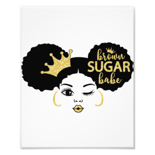 Brown Sugar Babe in Black and Gold Photo Print