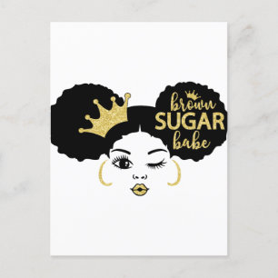 Brown Sugar Babe in Black and Gold Postcard