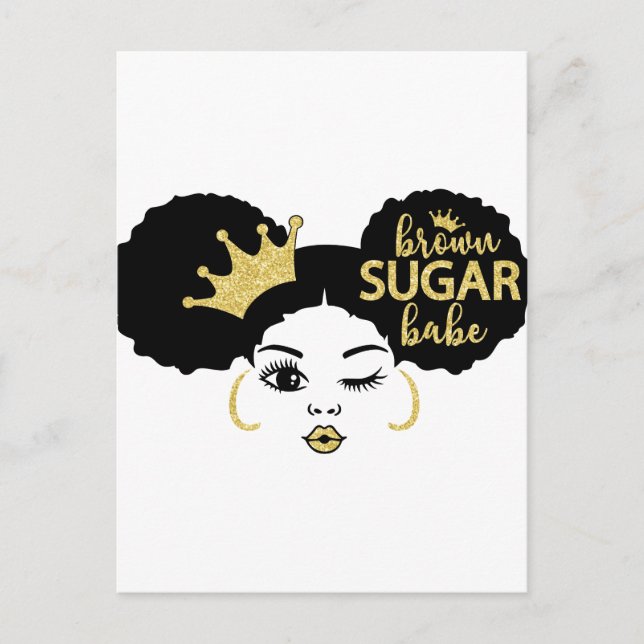 Brown Sugar Babe in Black and Gold Postcard (Front)