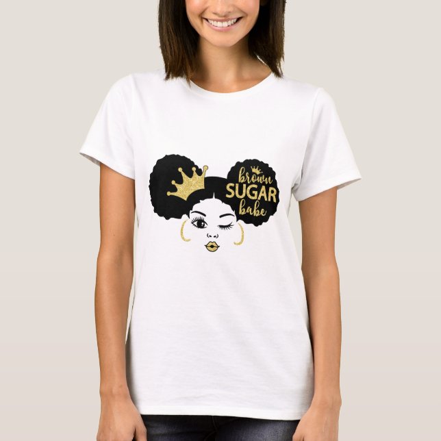 Brown Sugar Babe in Black and Gold T-Shirt (Front)