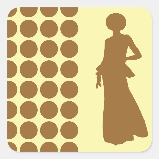 Brown Sugar Cream Neutral Dots Fashion Silhouette Square Sticker (Front)