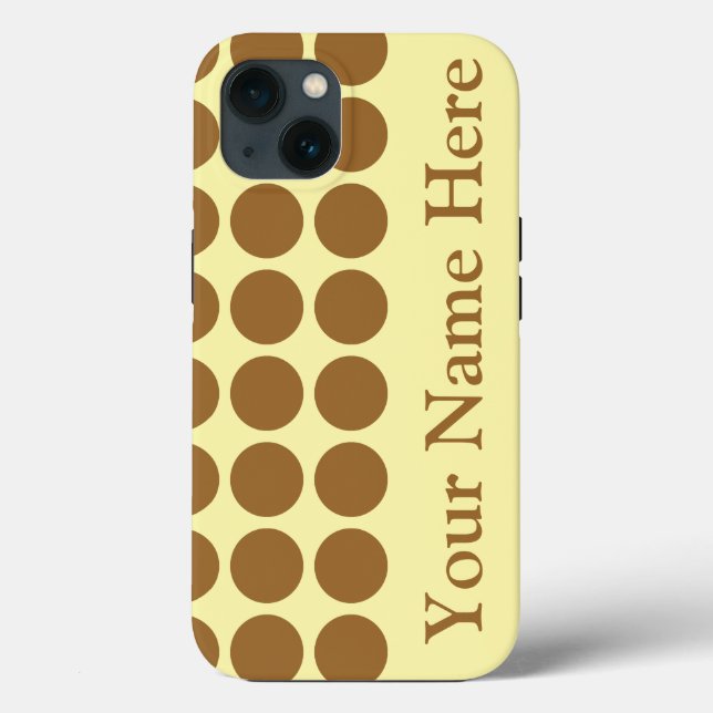 Brown Sugar Cream Neutral Dots with name Case-Mate iPhone Case (Back)
