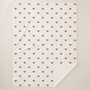 Brown Sugar Glitter Hearts Love Valentine's Sherpa Blanket