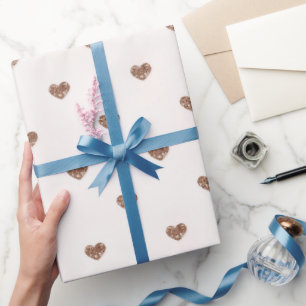 Brown Sugar Glitter Hearts Love Valentine's Wrapping Paper