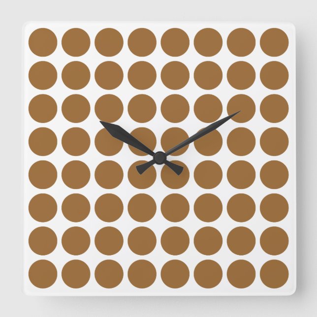 Brown Sugar Neutral Dots Square Wall Clock (Front)