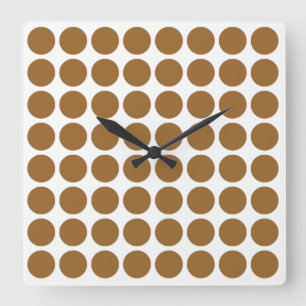 Brown Sugar Neutral Dots Square Wall Clock