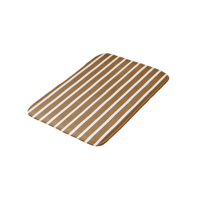 Brown Sugar Neutral Stripes Bath Mat (Angled)