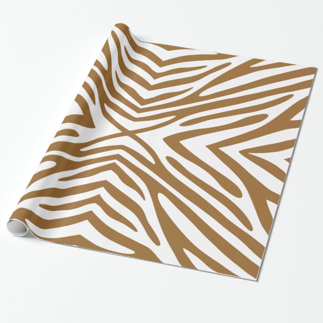 Brown Sugar Neutral Zebra Wrapping Paper (Unrolled)