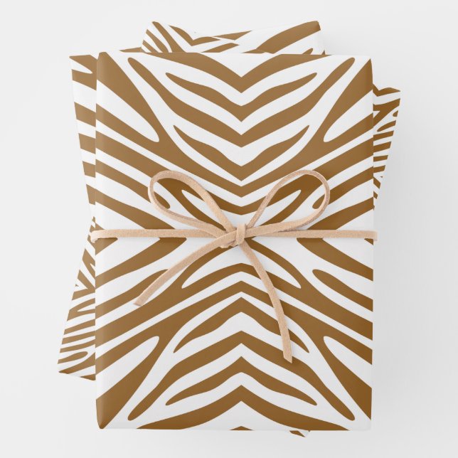 Brown Sugar Neutral Zebra Wrapping Paper Sheet (In situ)