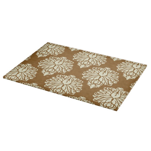 Brown Sugar Southern Cottage Damask Cutting Board (Corner)